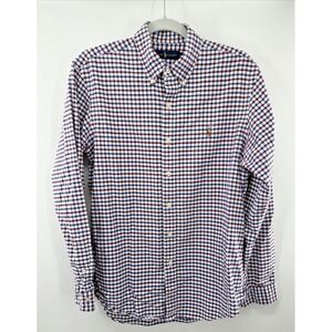 Ralph Lauren Long Sleeve Button Down Shirt Flesh Pony Logo Gingham Cotton Medium